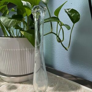 Vintage Clear Etched Footed Vase